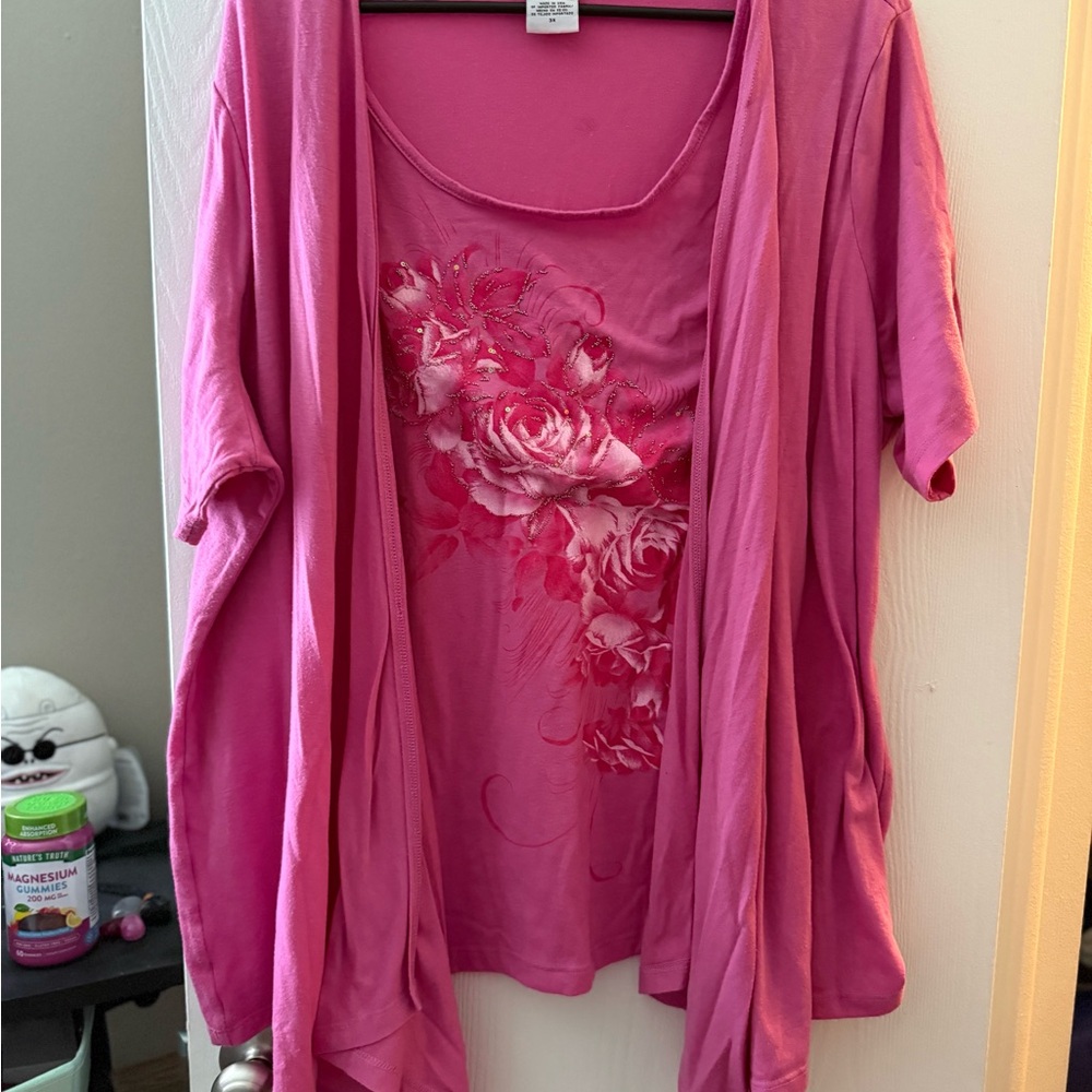 Jaclyn Smith Pink Short Sleeve Top